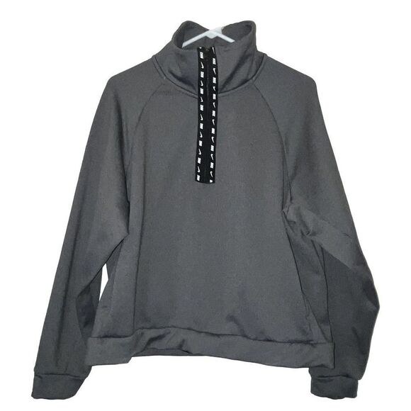 Nike Sweatshirt Womens M Gray All Time Half Zip Fleece Lined‎ Pullover Mock Neck - Picture 1 of 11